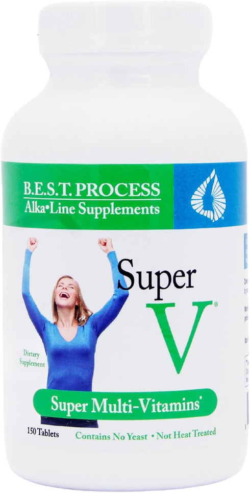 SuperV BEST Process Alkaline, Energizing & Detoxifying Multivitamin with Superfoods and Herbs