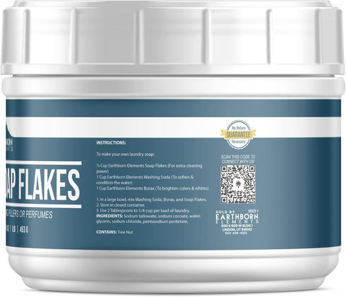 Earthborn Elements Soap Flakes, 1 lb, Homemade Laundry Detergent, Tallow-Based, Unscented