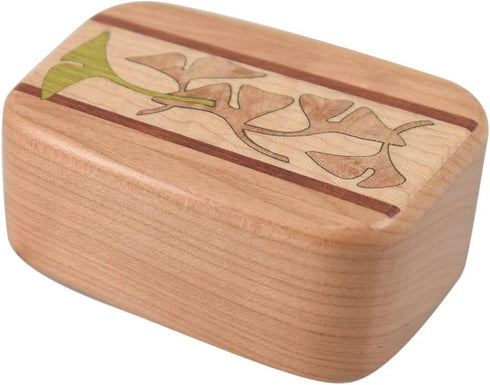 American Made Hardwood Pill Box (Large Size) - Cherry Wood with Inlaid