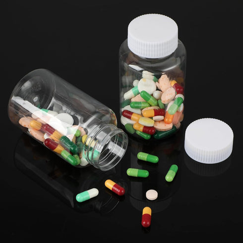 Sibba Clear Pill Bottle 6 Pcs Transparent 30ML Medicine Organizers, Leak Proof Caps for Toiletries Storage