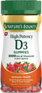 Nature's Bounty High Potency Vitamin D3 5000 IU | 60 Gummies | Immune Support, Strawberry Flavor