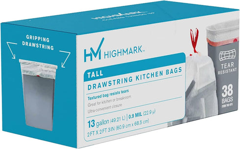 Highmark Low-Density Trash Bags, Coreless Roll, 13 Gallons, 24in. x 27 3/8in., Box Of 38, DP782973