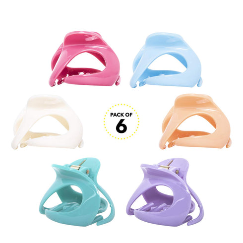 RC ROCHE ORNAMENT 6 Pcs Women's Oval Hollow Curved Jaw Clamp Hair Clips, Medium Pastel