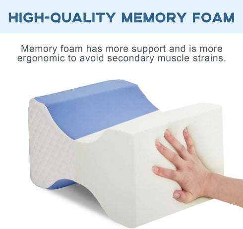 Knee Pillow for Side Sleepers, Leg & Knee Support Pillow, Smooth Spine Memory Foam Alignment Pillow for Hip Pain &