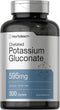 Horbaeach Chelated Potassium Gluconate 595mg Supplement | 300 Count | Vegetarian, Non-GMO, Gluten Free