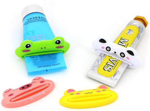SAISN (4 Pack, Toothpaste Squeezers with Cute Cartoon Animal Pattern Tube Squeezers for Multiple Purposes Style A)