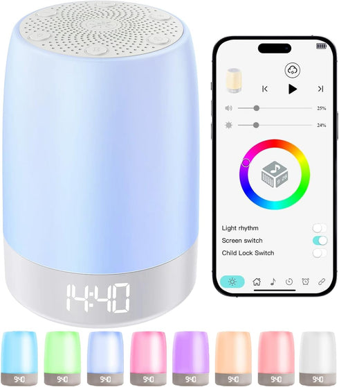 PLJVOYK Sound Machine White Noise Machine with 32 Soothing Sounds, Bluetooth Speaker Alarm
