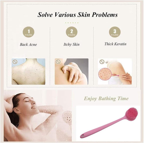 Silicone Body Scrubber, Long Handle Back Scrubber for Shower, Body Brush Shower Scrubber for Exfoliating