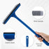 15.9" Window Squeegee for Car: 2 in 1 Window Cleaner with Long Stainless Steel Handle, Sponge for High Window Cleaning