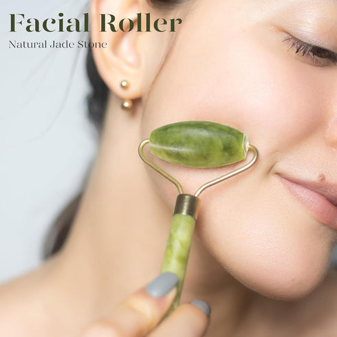 BAIMEI Jade Roller & Gua Sha - Facial Beauty Roller Skin Care Tools, Self Care Gift for Men & Women