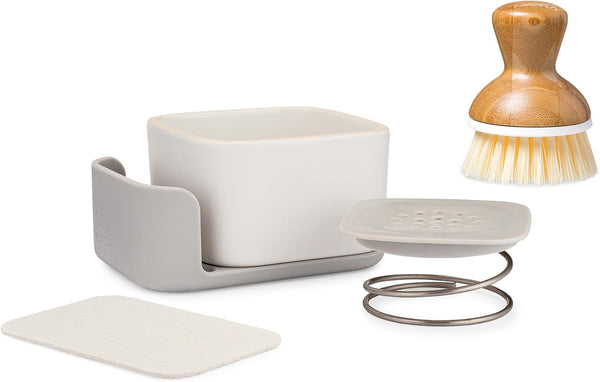 Full Circle Bubble Up Combo Family Safe, Formaldehyde-Free Gray Ceramic Soap Dish