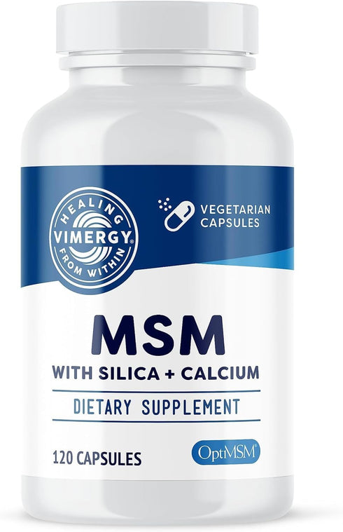 Vimergy MSM with Silica + Calcium Capsules - 120 Servings, Supports Bone Health, Vegan & Paleo Friendly