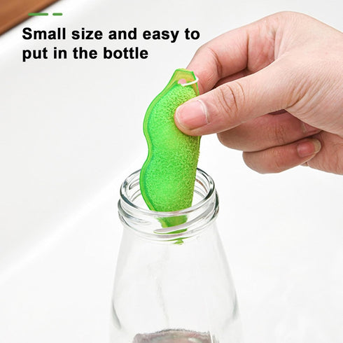 Bottle Cleaning Sponge, Beans-Shaped Reusable Sponge, Heat Resistant for Internal Cleaning of Small Mouth Bottles