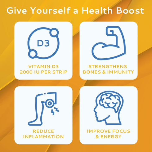 CALMOUR Vitamin D3 Strips | 2000 IU Oral Dissolvable Strips | 10 Pack | Peppermint Flavor, Boost Immunity & Focus