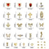 80+ Pcs Golden Nail Charms with Rhinestones, Nail Art Accessories for Women Manicure Craft Supplies