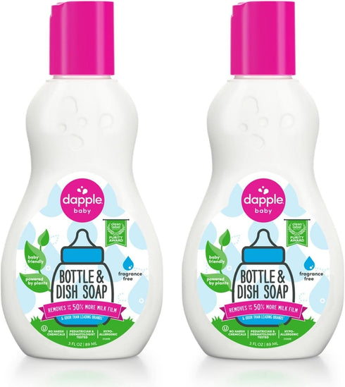 Dapple Baby Bottle Soap, Hypoallergenic Dish Soap for Baby Bottles, Travel Size, 3 Fl Oz (2 Pack)