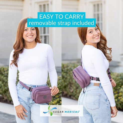 Sugar Medical Insulated Diabetes Supply Case Convertible Bag | Diabetes Belt Bag | Glucose Meter Case (Misty Purple)