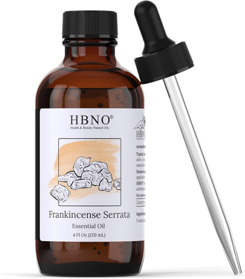 HBNO California Bottled Frankincense Essential Oil (Serrata) 4 fl oz (120ml) - Premium Grade for Skin and Aromatherapy