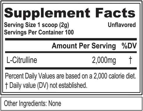 Evlution L-Citrulline 2000, High Strength Nitric Oxide Pre Workout Powder for Enhanced Muscle Strength