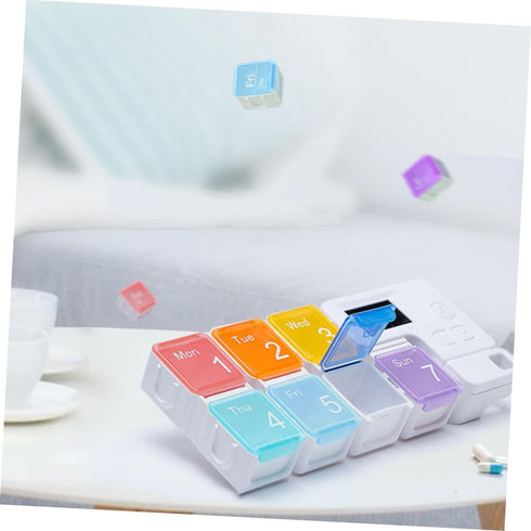 Weekly Pill Organizer Alarm Portable Medicine Case Compartments for Easy Dispensing Food-Grade Material Compact Design