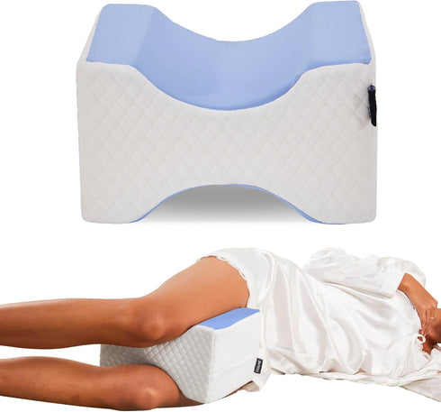 Knee Pillow for Side Sleepers, Leg & Knee Support Pillow, Smooth Spine Memory Foam Alignment Pillow for Hip Pain &