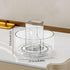 LINFIDITE 360 Rotating Makeup Organizer, Clear Cosmetic Storage Holder Tray with 6 Compartments for Bathroom, Vanity