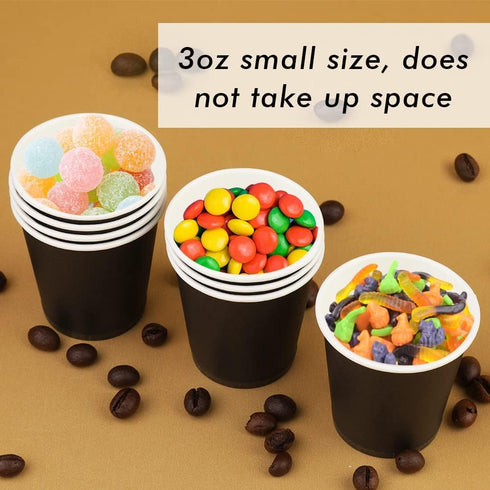 100 Pack 3 oz Black Paper Cups for Bathroom, Espresso, Mouthwash, Snacks, Family, Party, Picnic