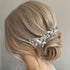 Heread Flower Wedding Hair Pins for Bride, Blue Rhinestones, Silver Pearl Hair Accessories, Pack of 2