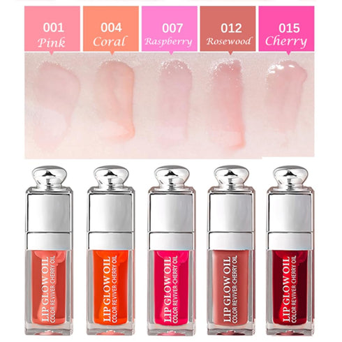 Hydrating Lip Glow Oil, Moisturizing Transparent Lip Oil, Plumping Non-sticky Tinted Lip Balm for Lip Care (CHERRY) 0.2