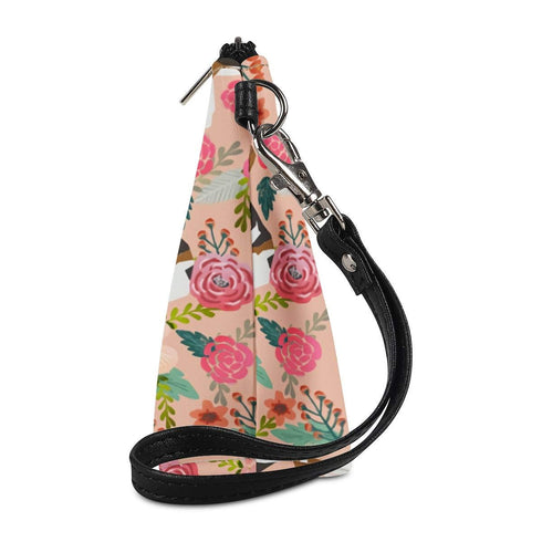 Mumeson Small Toiletry Cosmetic Handy Bag for Women, Pink Floral Beagles Zipper Closure Travel Pouch