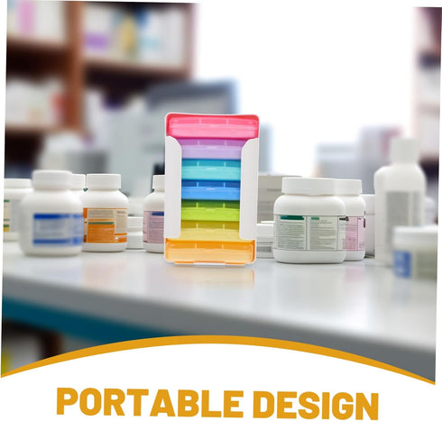 Portable Weekly Pill Organizer with Magnet Lock for Travel