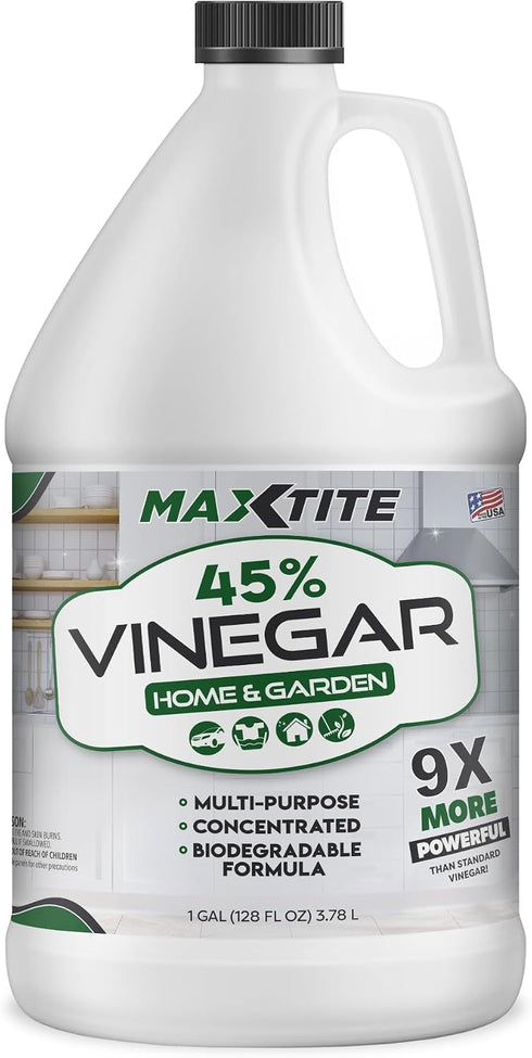 MAXTITE 45% Vinegar - Ultra-Strength Concentrate for Home & Garden Cleaning (1 Gallon