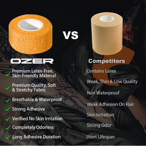 OZER 12 Pack 1 Inch 5 (1 1lnch) x Yards Self Adhesive Bandage Breathable Cohesive Bandage Wrap Rolls Elastic