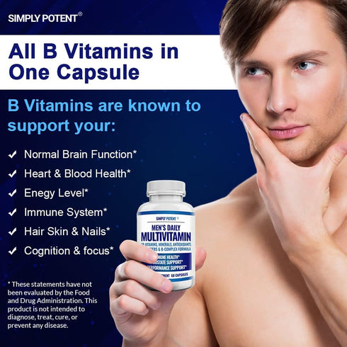 Daily Multivitamin for Men, 35 Vitamins & Minerals, Antioxidants for Energy, Focus, Immune & Prostate Health, 60