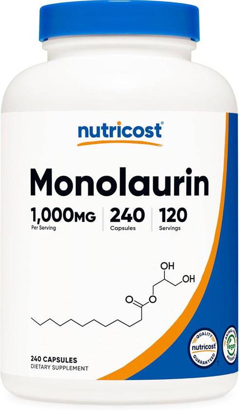 Nutricost Monolaurin 1000 mg (240 Capsules, 120 Servings) - Vegan, Gluten-Free, Non-GMO