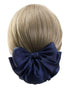 Women's Professional Ribbon Hair Clip with Black or Navy Chignon Cover, Barrette Bow-knot Decor