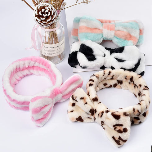 IKOCO Makeup Headband, 4Pcs Spa Headband for Washing Face, Soft Bow Skincare Headbands