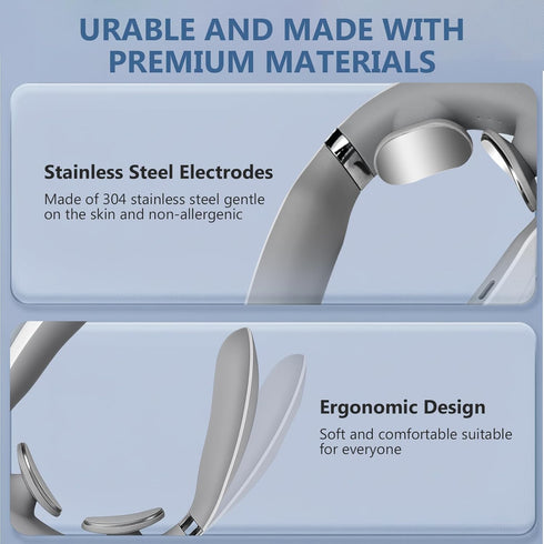 Prettypum Neck Massager with Heat, Ultra-Lightweight Electric Pulse Device for Neck Relaxation, Cordless Mini Smart