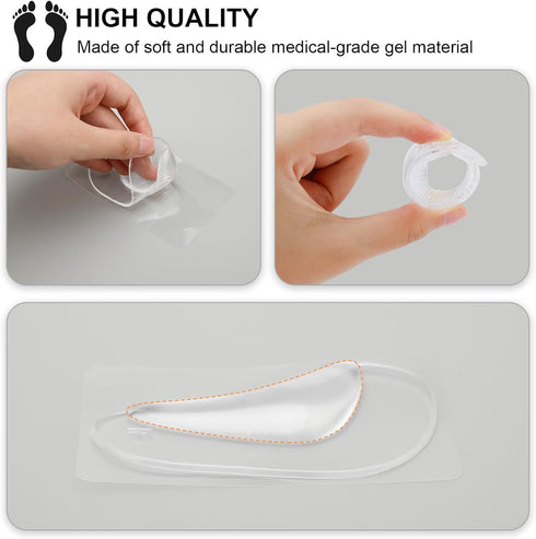 6 Pairs Gel Arch Support Cushions for Men & Women, Reusable Shoe Insoles for Flat Feet, Relieve Pressure and Pain