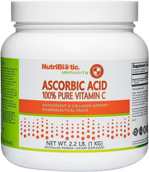 NutriBiotic Ascorbic Acid Vitamin C Powder, 2.2 Lb | 2000 Mg Per Serving | Vegan, Gluten & GMO Free