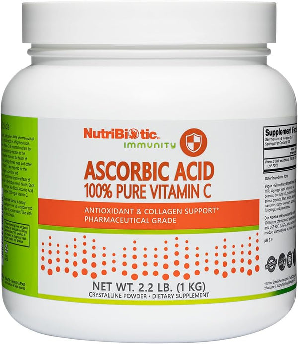 NutriBiotic Ascorbic Acid Vitamin C Powder, 2.2 Lb | 2000 Mg Per Serving | Vegan, Gluten & GMO Free