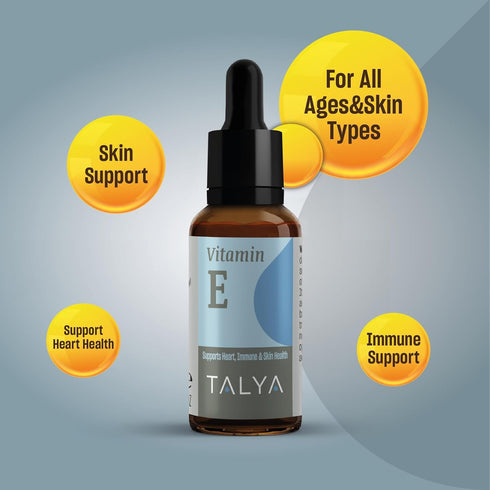 TALYA Vitamin E Liquid Drops 0.34 fl.oz | Bone, Joint, Heart Health | Vitamin E Oil for Scars & Skin | Glass Bottle with Dropper | Vitamin E Supplement, Non-GMO, Vegan