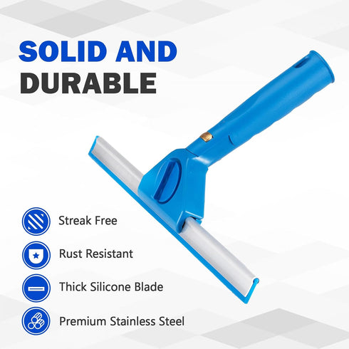 Neeklinny 13.5" 7" Multi-Purpose Window Squeegee with Handle, Rotating Window Cleaner for Glass, Shower Door, Car