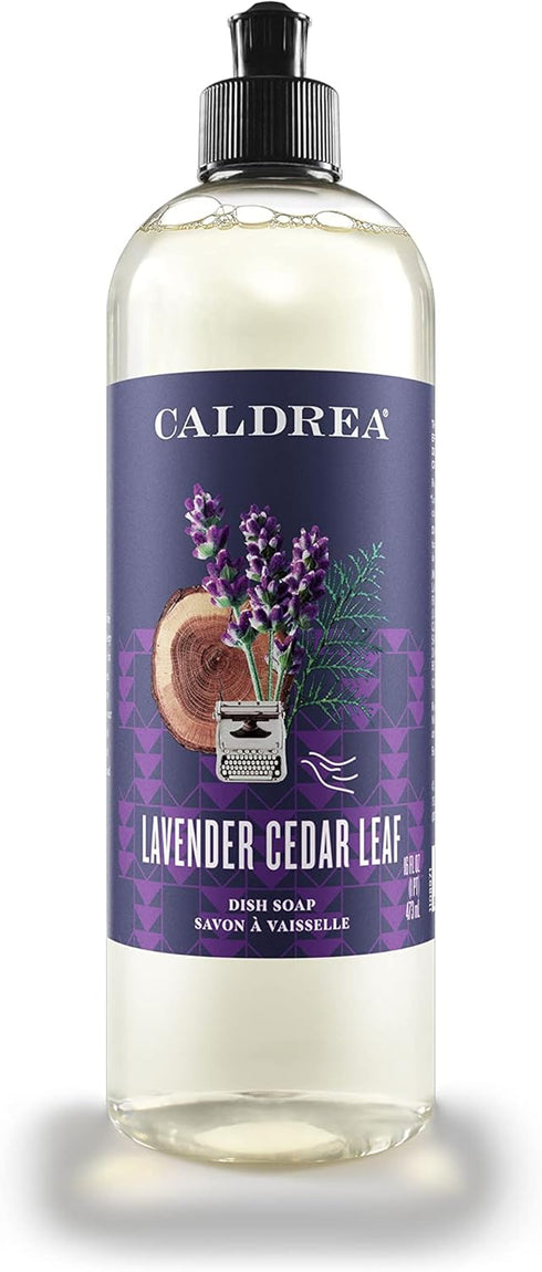 Caldrea Dish Soap, Biodegradable Liquid with Soap Bark and Aloe Vera, Lavender Cedar Leaf Scent, 16 oz