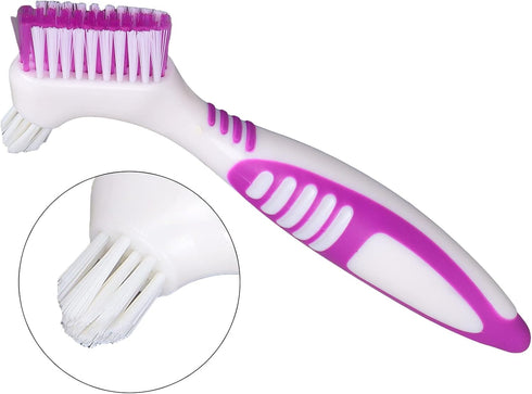 False Teeth Cleaning Brush, Double Sided Portable Denture Toothbrush for Hard Care Cleaning