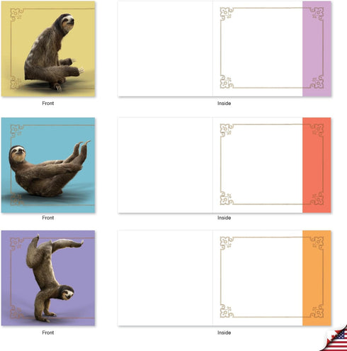 The Best Card Company - 20 Blank Yoga Animal Cards, All Occasion Kids Set (4 x 5.12 Inch, 10 Designs)