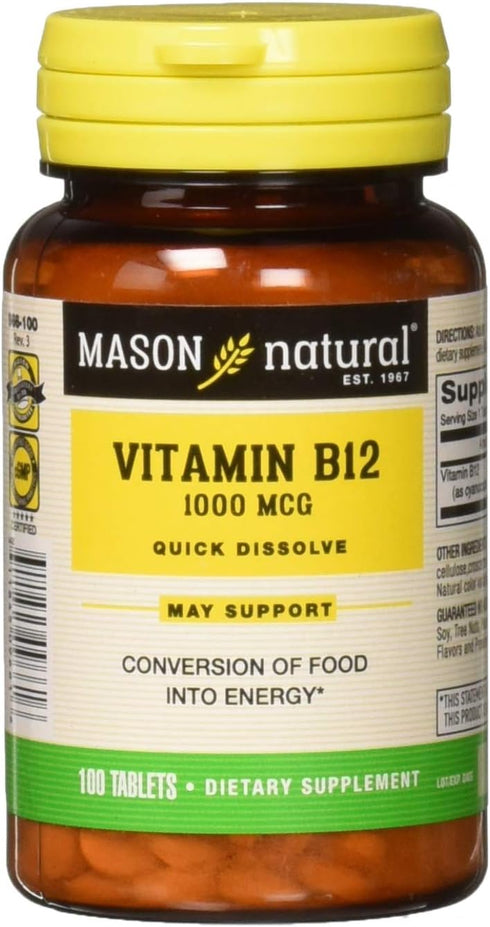 Mason Natural Vitamin B-12 1000mcg Sublingual Tablets - 100 Count