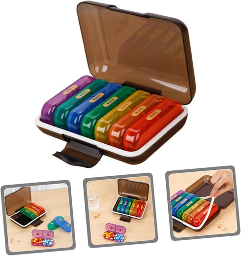 SWETRACE 7-Day Weekly Pill Organizer Case with Colorful Compartments, Wear-Resistant Portable Medicine Storage Box