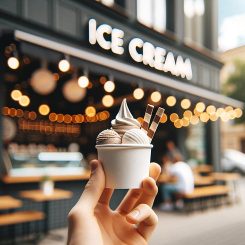 Paper Ice Cream Cups 4oz Small White Dessert Bowls Pack of 50 Count for Frozen Yogurt and Frozen Dessert Supplies