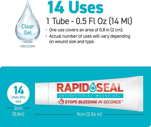 Wound Gel (1 Tube) - Stops Bleeding in Seconds, Ideal for Cuts, Scrapes, Razor Nicks, Emergency First Aid Supplies